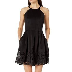 NWT Vince Camuto Halter Fit and Flare Laser-Cut Dress